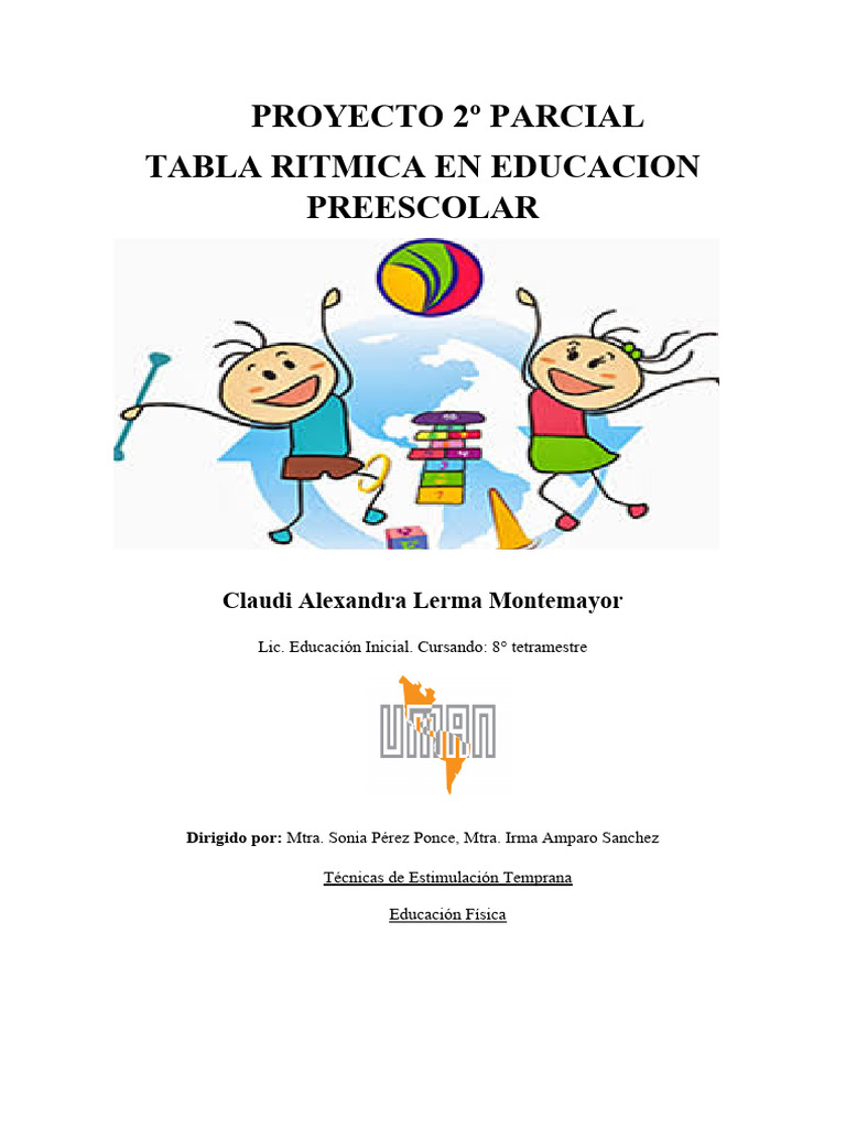 Tabla Rítmica en Educación Preescolar | PDF | Educación de la primera ...