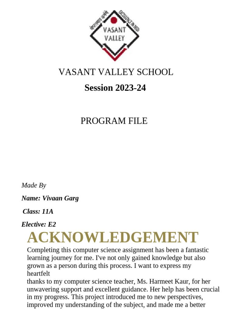 Class 11-CS-Practical File-Vivaan Garg | PDF | String (Computer Science ...