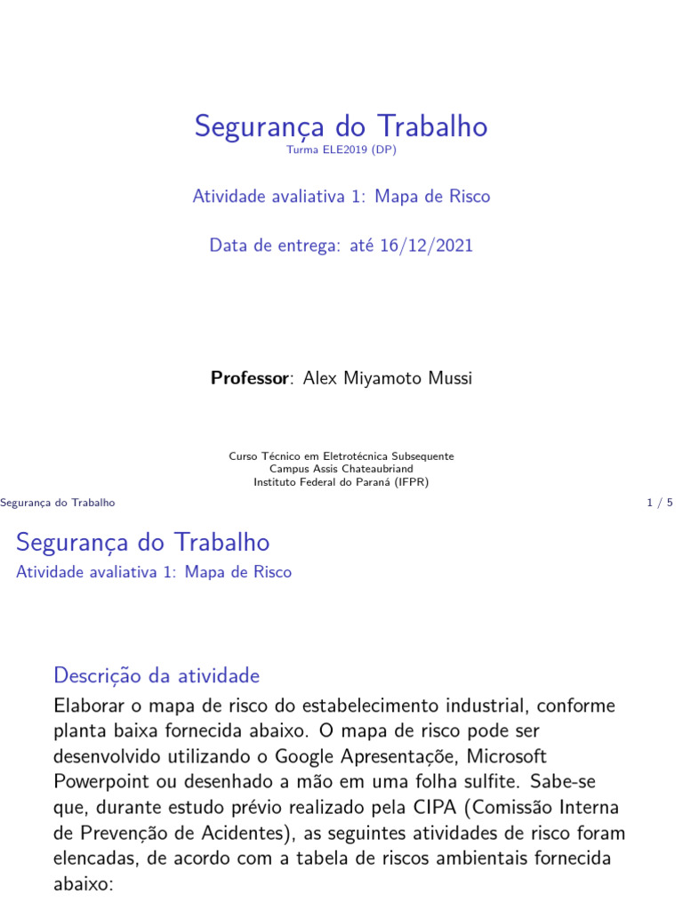 Mapa de Risco Ocupacional em Indústrias | PDF | Segurança e saúde ...