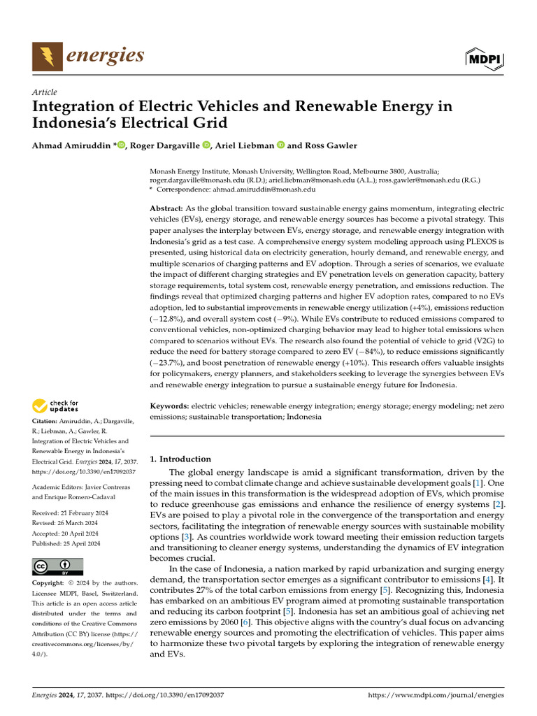 Energies 17 02037 | PDF | Electric Vehicle | Renewable Energy