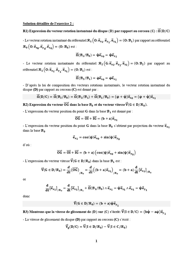 Vecteurs de rotation et mouvements du disque | PDF | Mouvement de ...