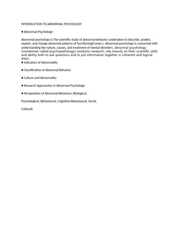 Overview of Abnormal Psychology | PDF