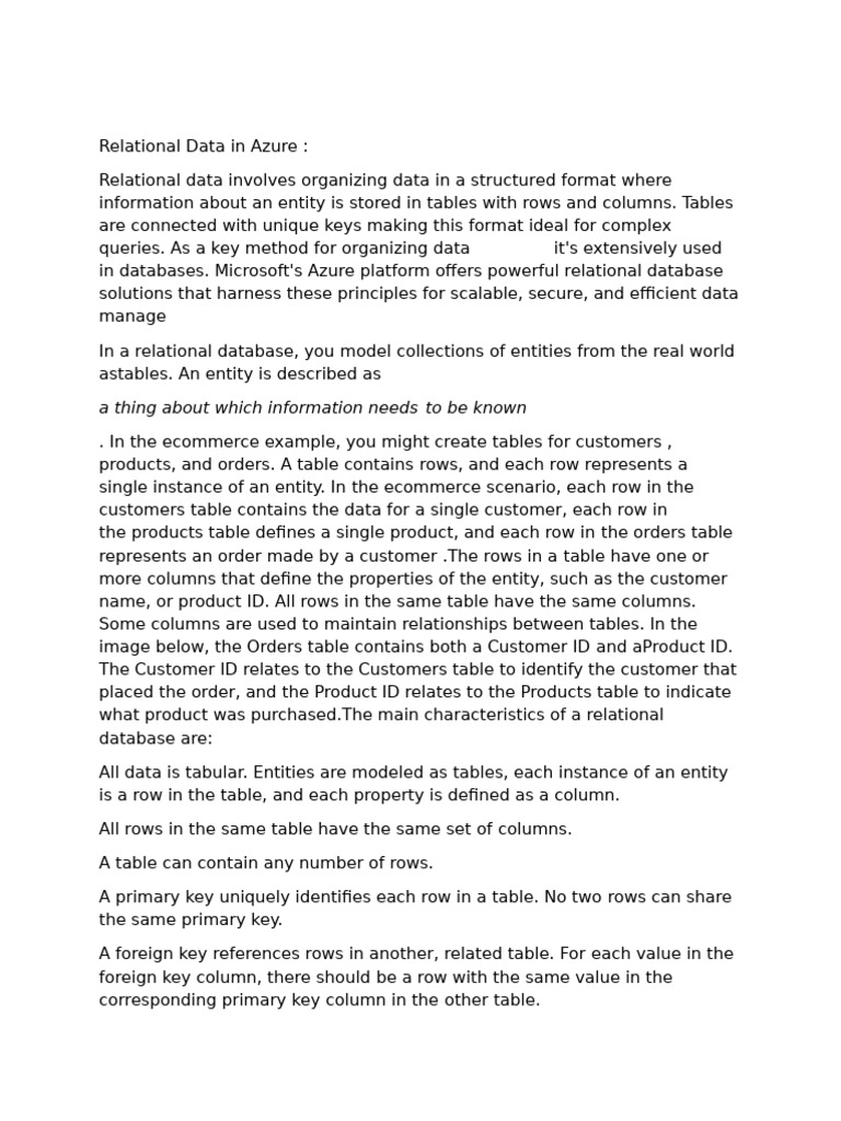 Relational Data in Azure | PDF