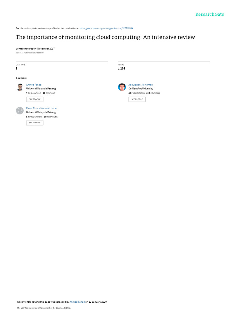 Cloud Monitoring Paper Pdf Cloud Computing Software As A Service