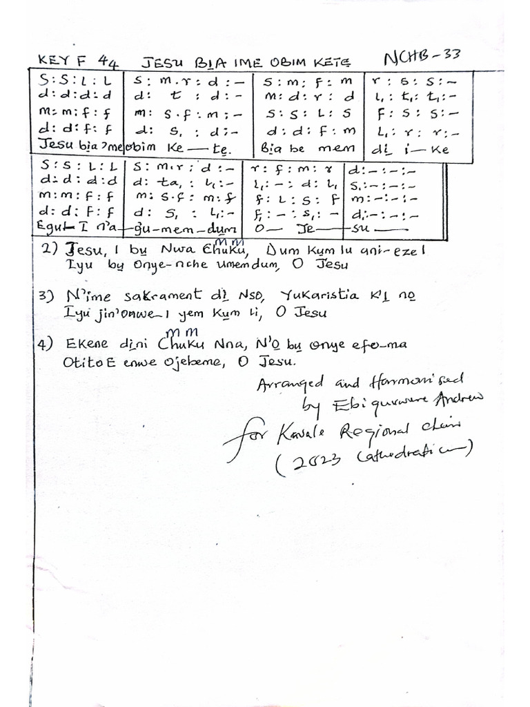 Jesu Bia Ime Obim Kete (Communion) | PDF