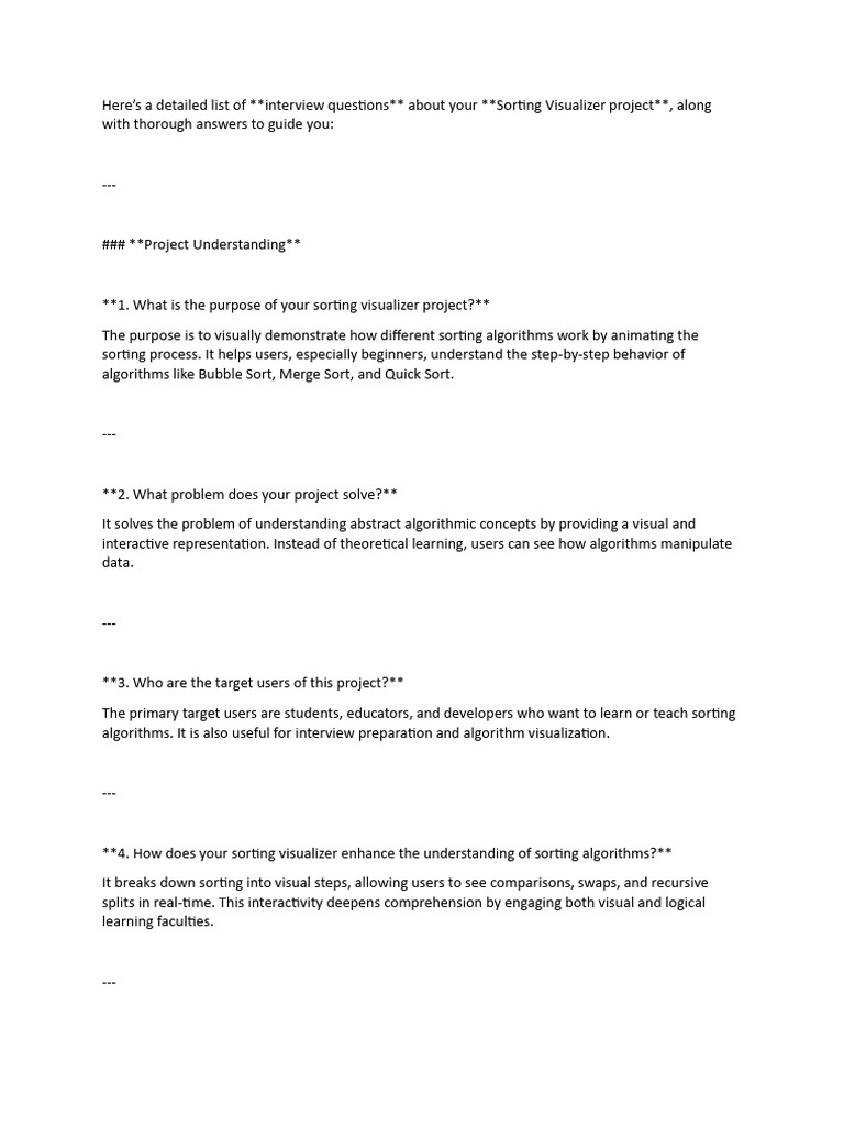 Sorting Visualizer Project Overview | PDF | Java Script | Document ...