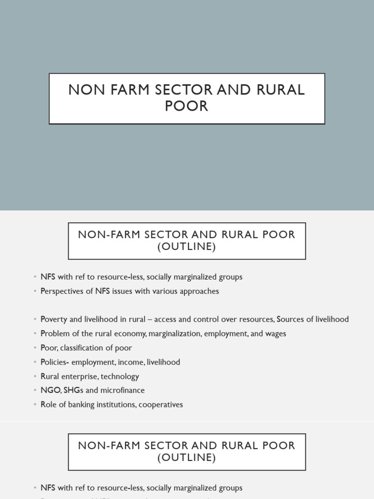Non Farm Sector and Rural Poor - Class | PDF | Rural Poverty | Poverty