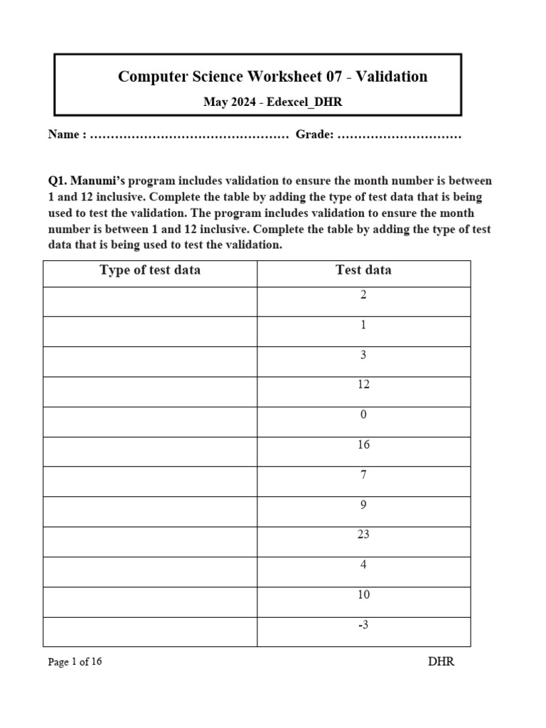 Computer Science Worksheet 07 DHR | PDF | Computing | Computer Science