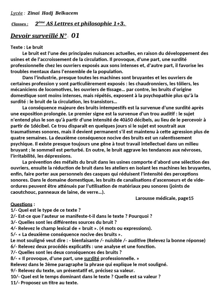 Impact du bruit sur la santé humaine | PDF | Bruit