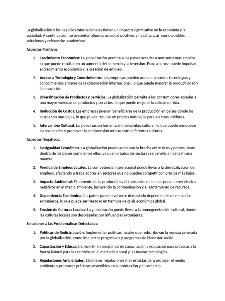 La Globalización y Los Negocios Internacionales Tienen Un Impacto ...