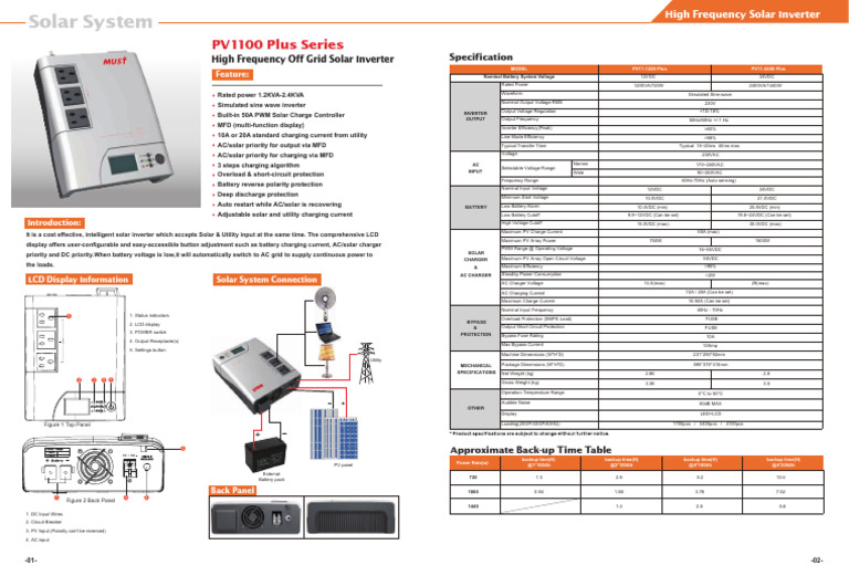High Frequency Off Grid Inverter Specs | PDF | Power Inverter ...