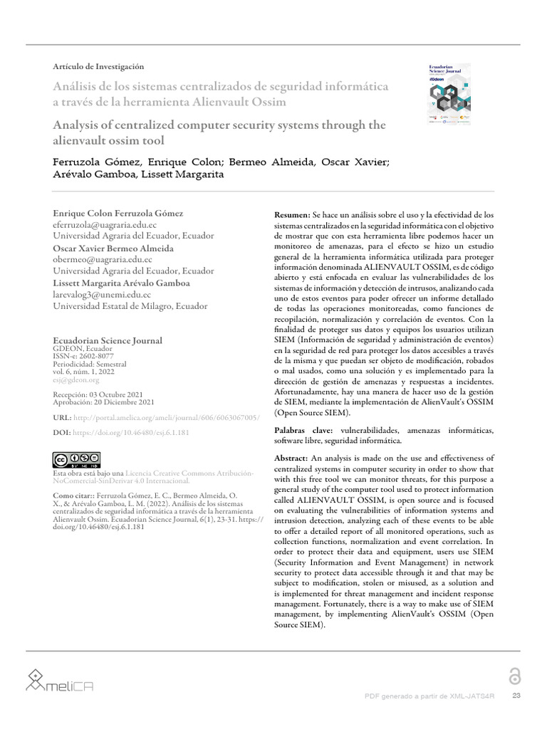 Análisis de AlienVault OSSIM en seguridad | PDF | La seguridad ...
