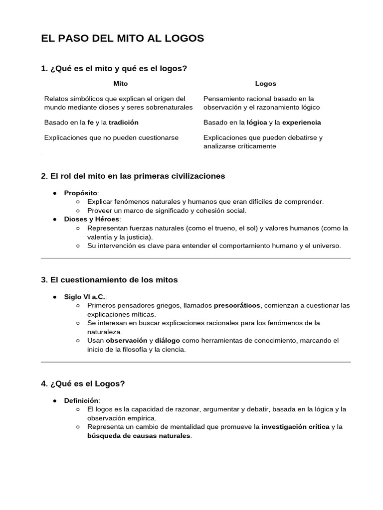 El Paso Del Mito Al Logos | PDF | Sócrates | Science