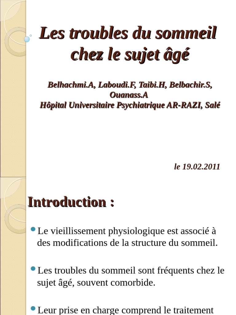 Troubles du sommeil chez les seniors | PDF | Insomnie | Sommeil