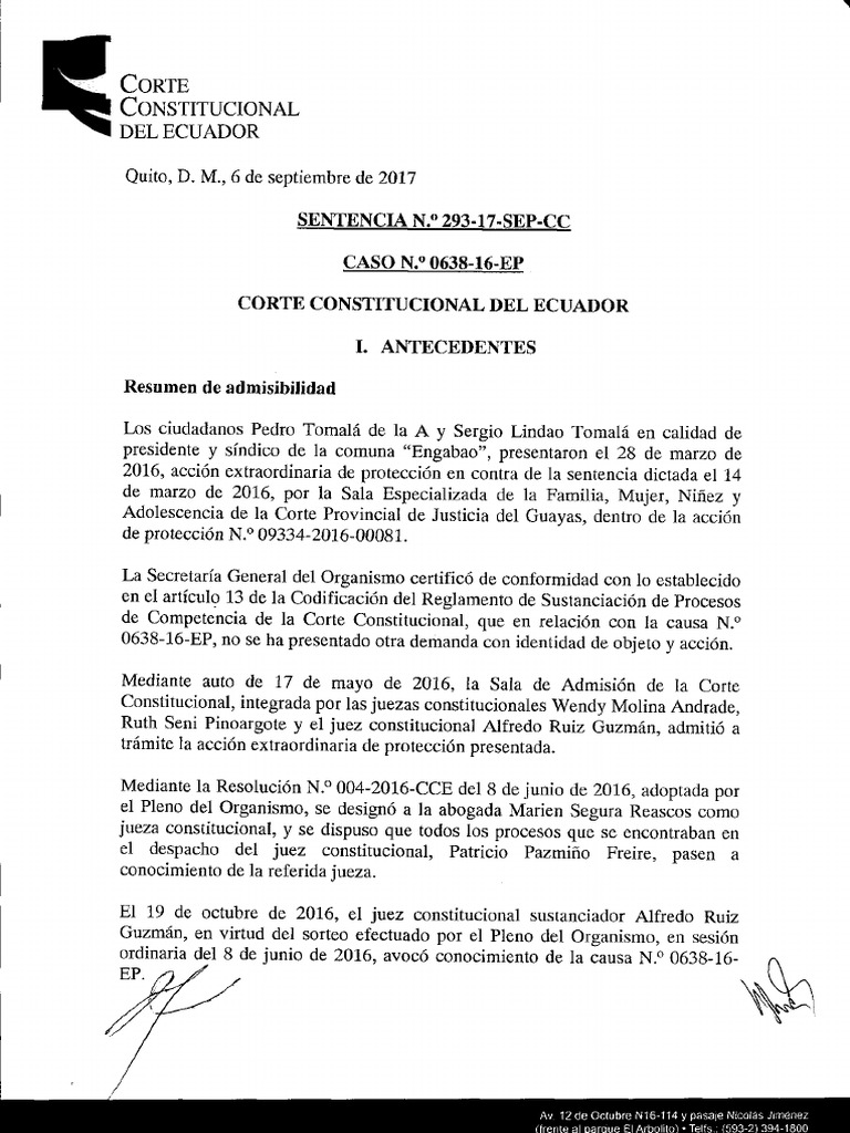 Sentencia de Protección Comunal en Ecuador | PDF | Derecho ...