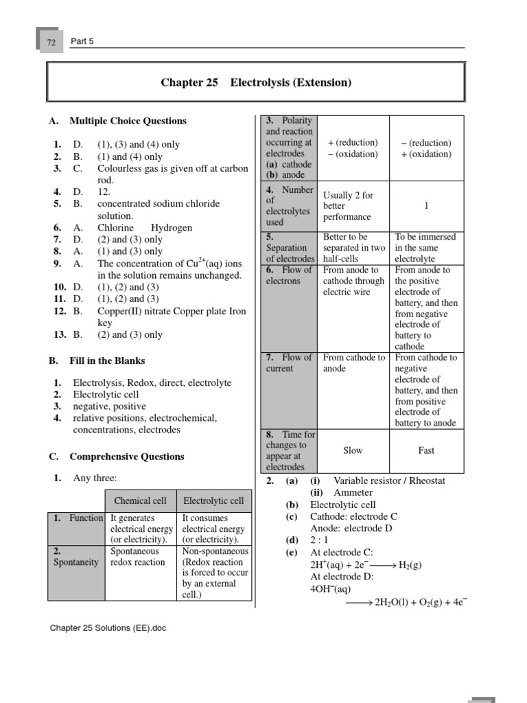 Chapter 25 Electrolysis (Extension) 3. Polarity PDF Anode Electrode