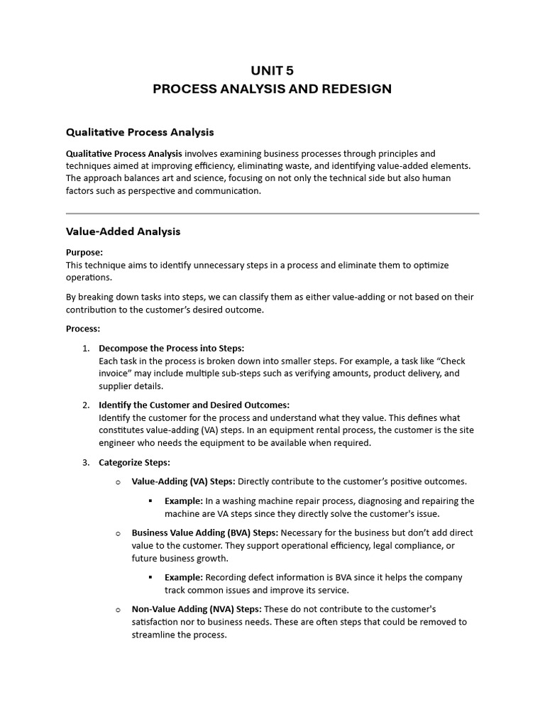 Unit 5: Process Analysis Techniques | PDF | Business Process | Information