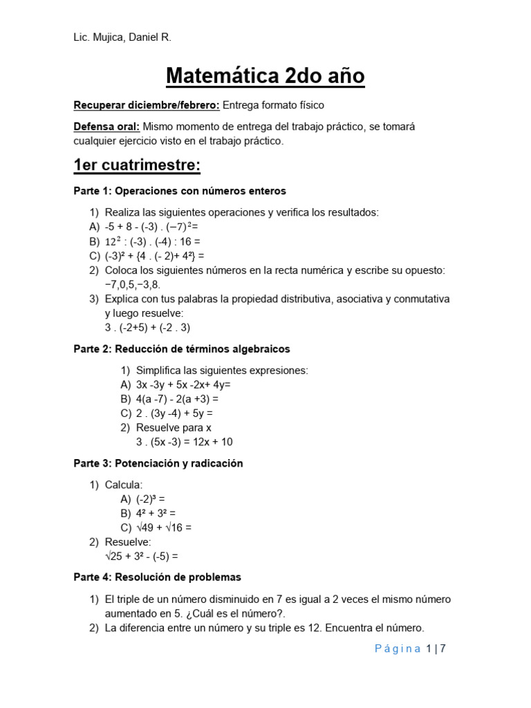 Ejercicios de Matemáticas para 2do Año | PDF | Triángulo | Rectángulo