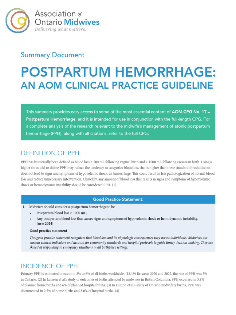 Understanding Postpartum Hemorrhage Guidelines | PDF | Childbirth ...