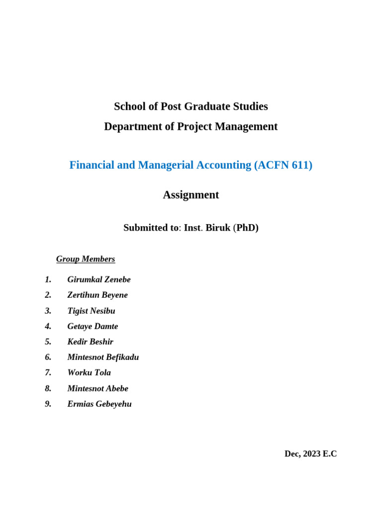 Financial and Managerial Accounting Assignment | PDF