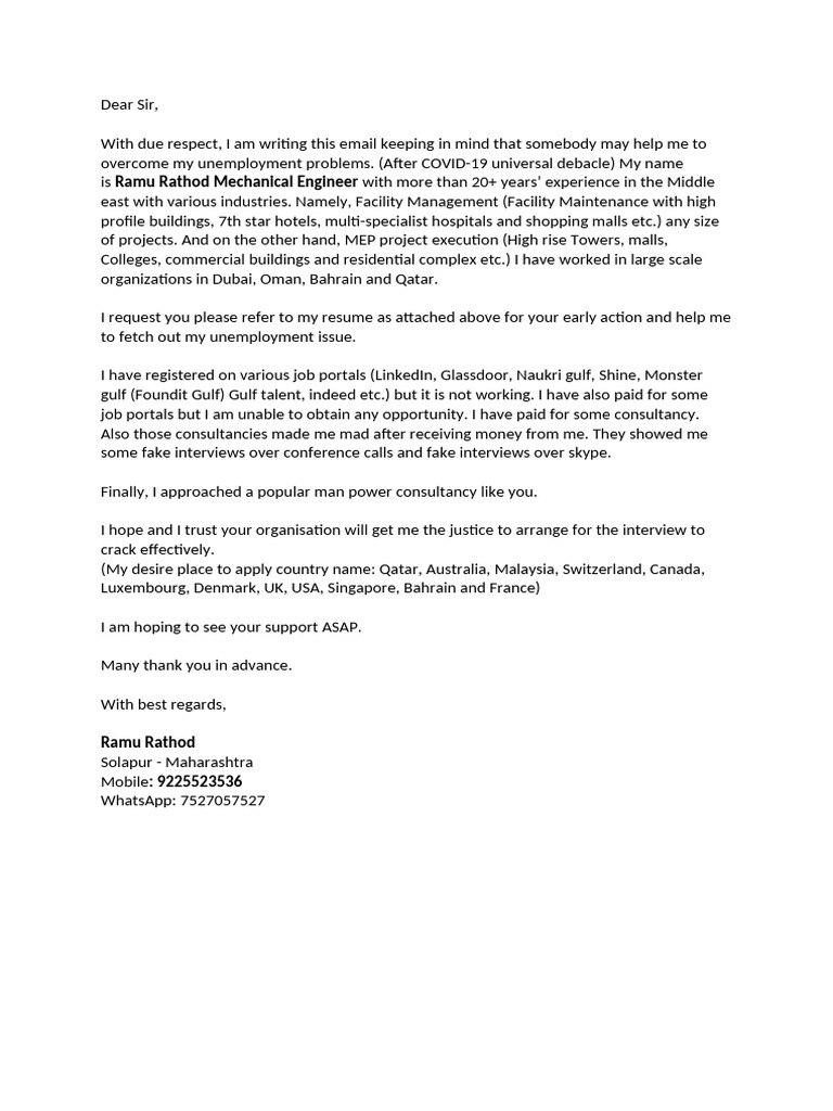 Mechanical Engineer Seeking Job Assistance | PDF