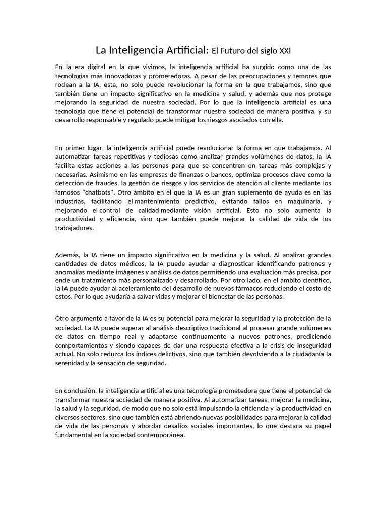 Impacto de la IA en Trabajo y Salud | PDF | Inteligencia artificial ...