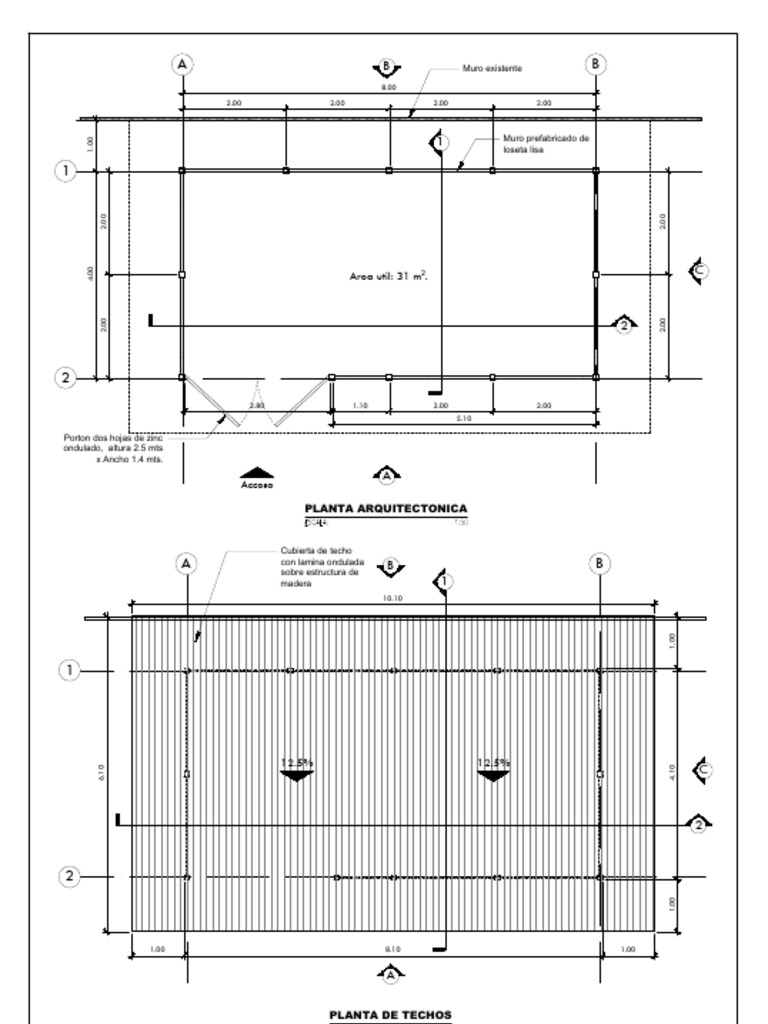 Area Util: 31 M .: Muro Existente | PDF
