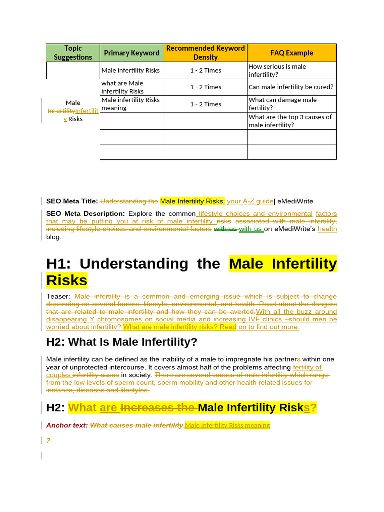 Male Infertility Risks Explained | PDF | Infertility | Fertility