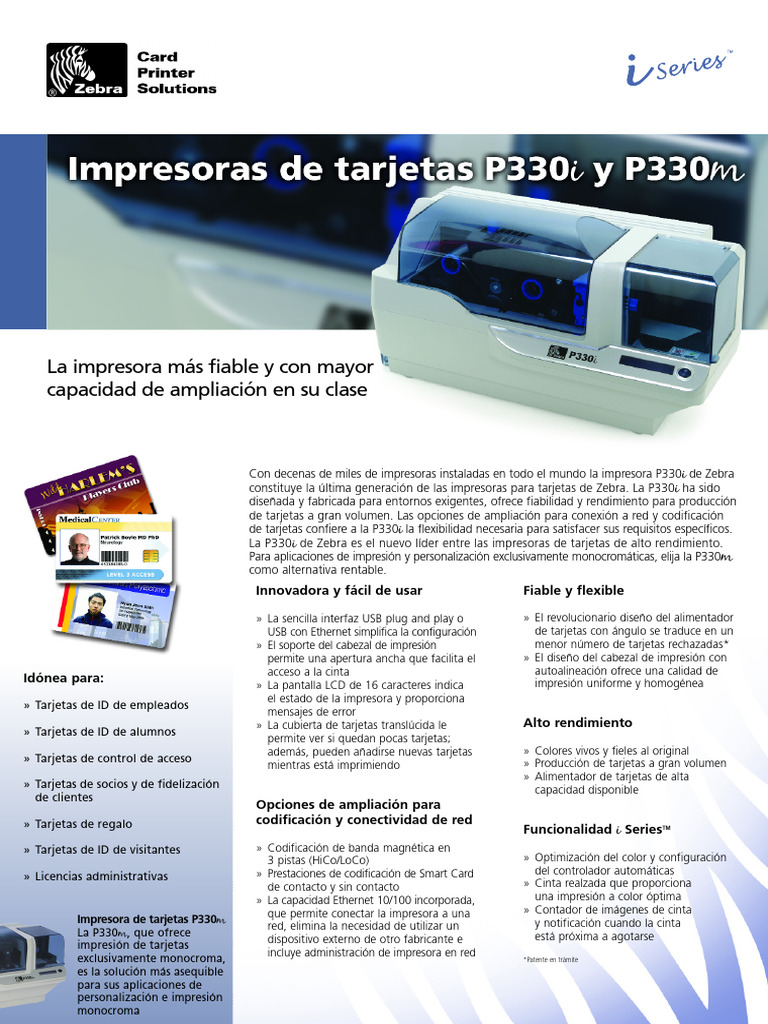 Zebra P330i | PDF | Impresora (Computación) | Tarjeta electrónica