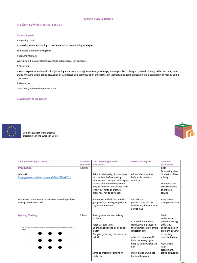 Grade 1 Problem Solving Lesson Plan | PDF | Lesson Plan | Mathematics
