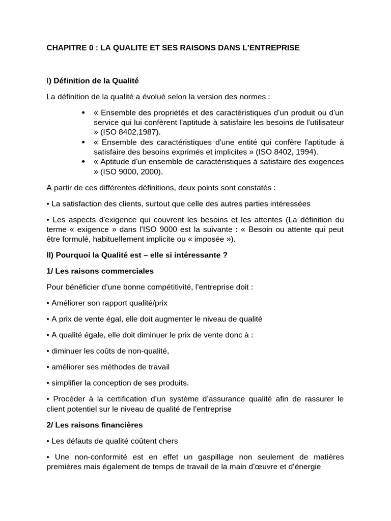 Comprendre la Qualité en Entreprise | PDF | Management de la qualité ...