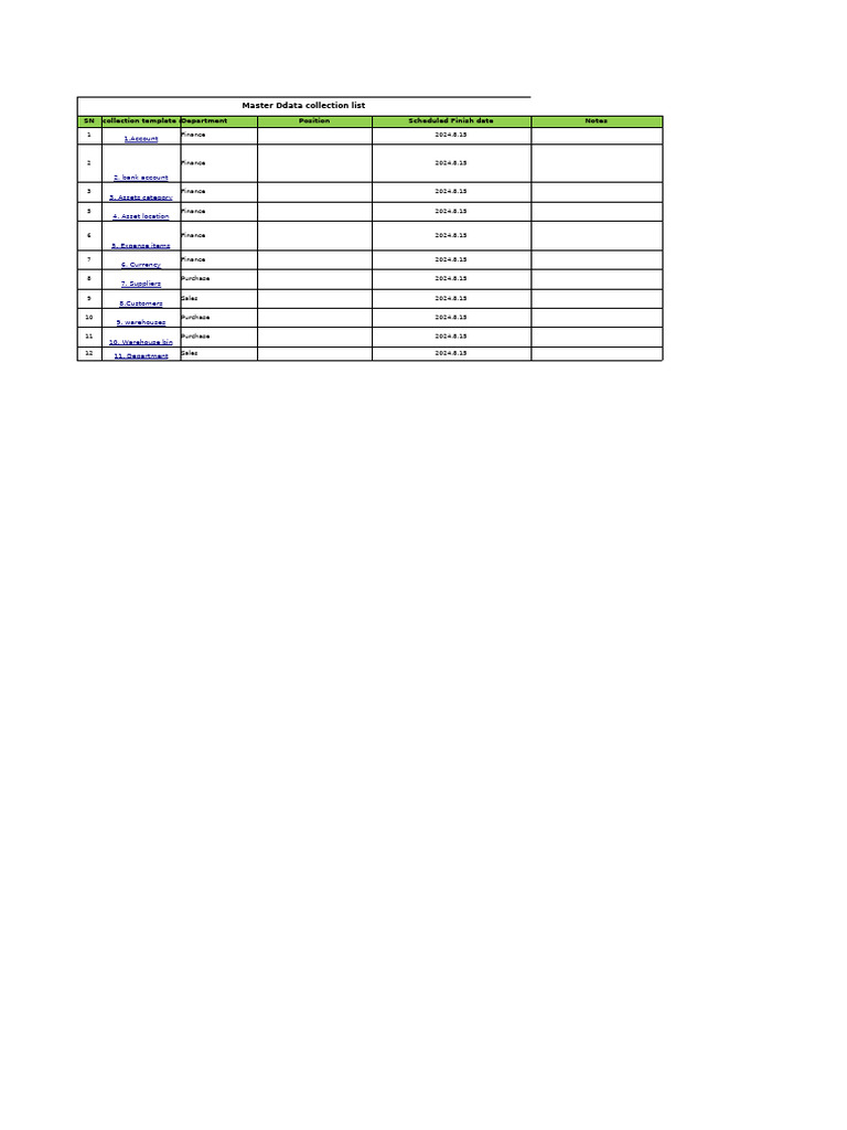 Master Data collection-MX-20240722V1.1 | PDF