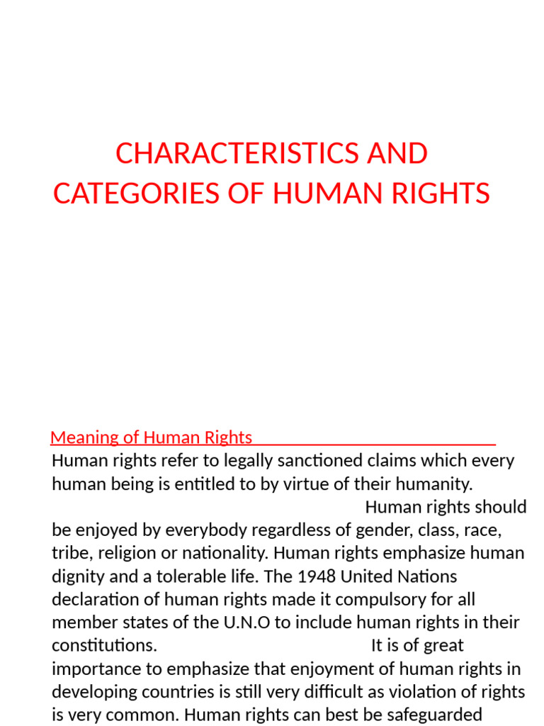 10 Categories Of Human Rights