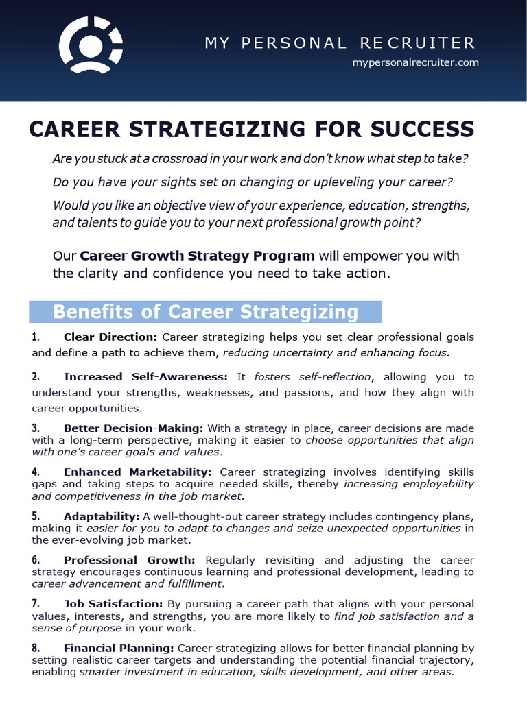 Career Strategizing | PDF | Goal | Organizational Behavior