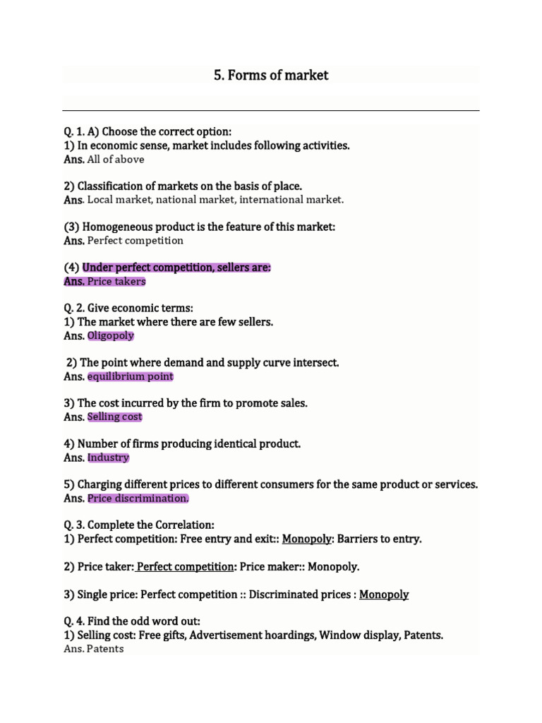 Market Structures: Types and Features | PDF | Monopoly | Perfect ...