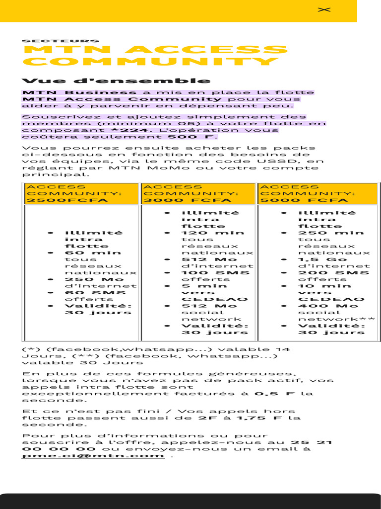 Flotte MTN : Offres et Codes 2025 | PDF