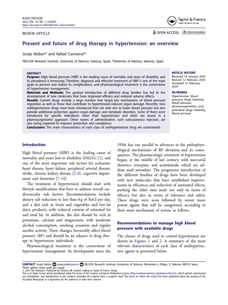 Present and Future of Drug Therapy in Hypertension | PDF | Hypertension ...
