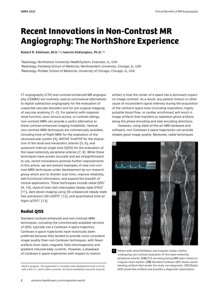 Innovations in Non-Contrast MRA Techniques | PDF | Magnetic Resonance ...