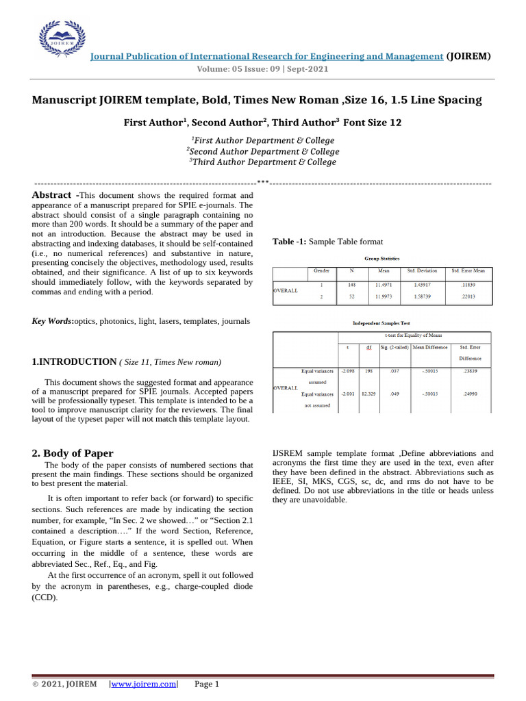JOIREM Manuscript Formatting Guide | PDF | Page Layout | Written ...