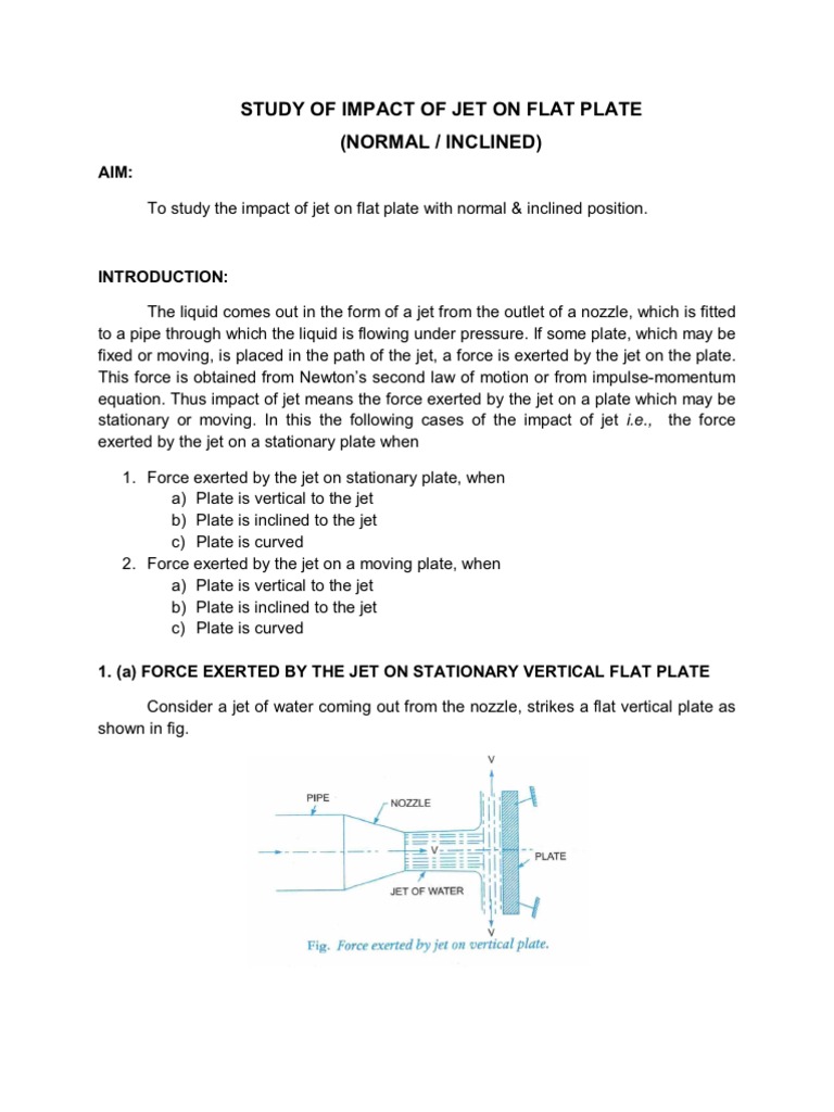 Impact of Water Jet on Moving Plate | PDF | Nozzle | Force