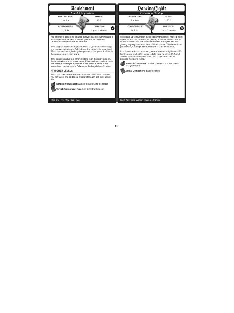 Printable Spell Cards For D&D 5e | PDF | Fantasy Role Playing Games ...