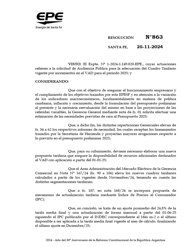 Resolución 0863 | PDF | Presupuesto | Índice de precios al consumidor
