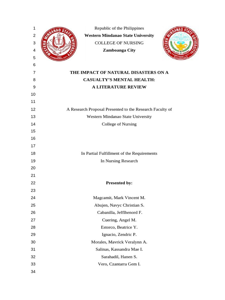 Final research proposal pdf natural disasters psychological