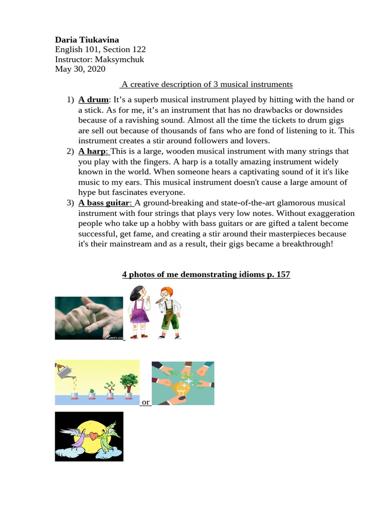 Creative Descriptions of Musical Instruments | PDF