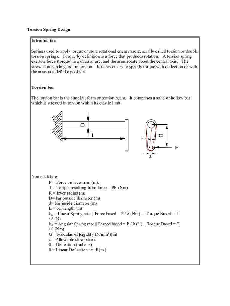 Torsion Spring Design Guide | PDF