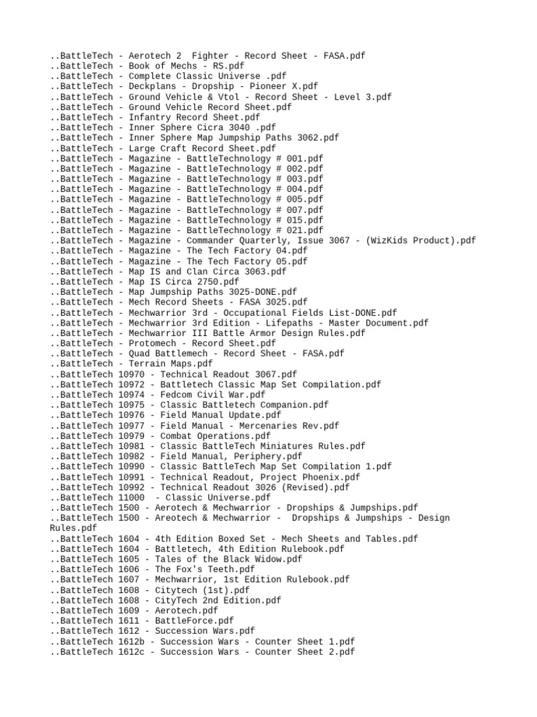 BattleTech Document Compilation | PDF | Battle Tech | Gaming
