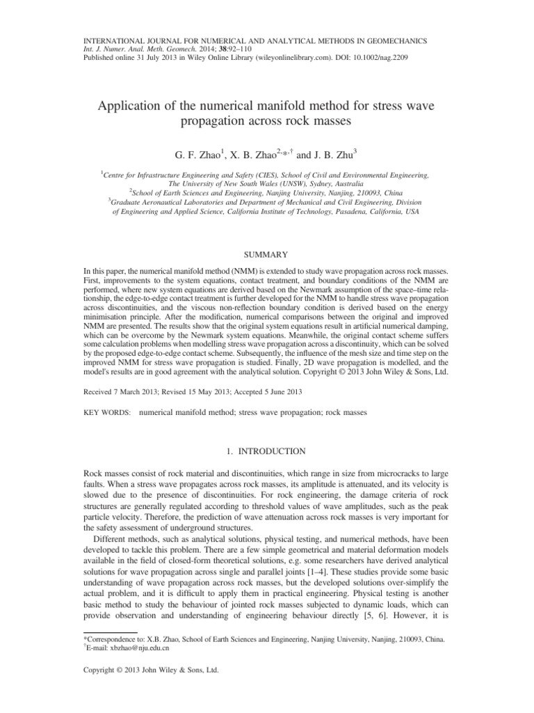 2014 Application of The Numerical Manifold Method For Stress Wave ...