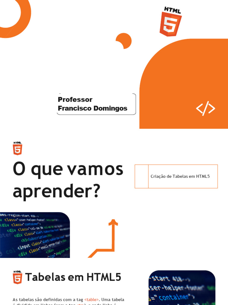 Criação de Tabelas em HTML5 | PDF | Html | Html5