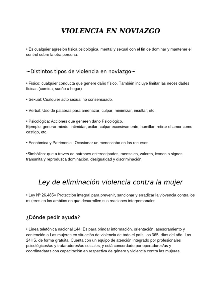 Tipos de Violencia en Noviazgo y Ayuda | PDF
