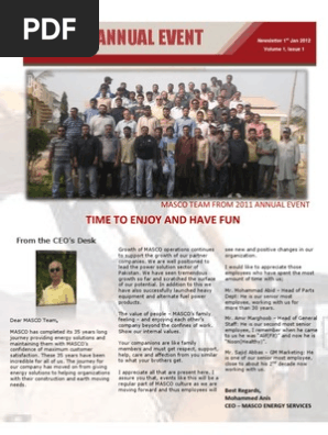 Masco Energy Services Annual Newsletter Jan 1st 2012 Islamabad World Politics